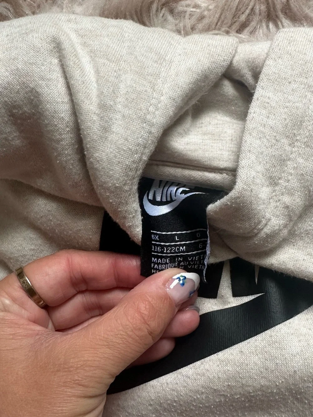 Nike Light Gray Kids Hoodie with Black Swoosh